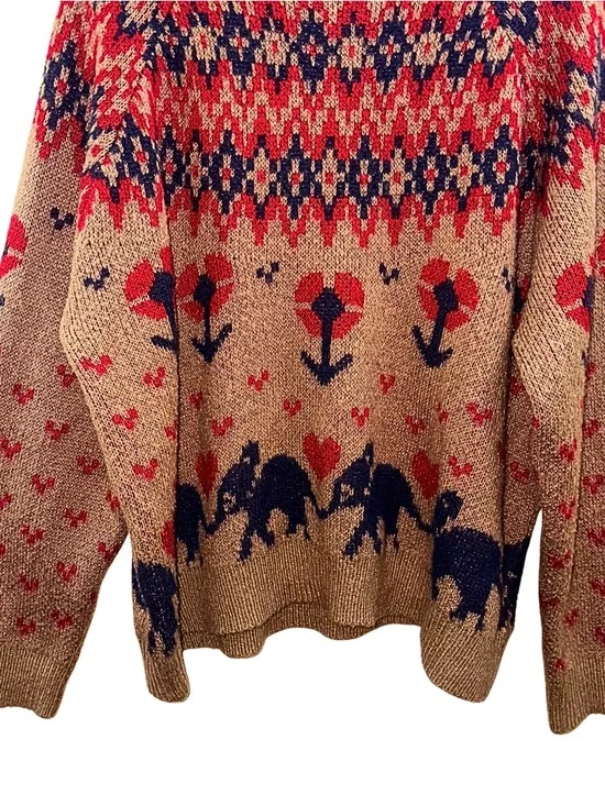 Telluride Oversized Leather Band Classic Sweater with Unique Markings - Size XL - Picture 6 of 7